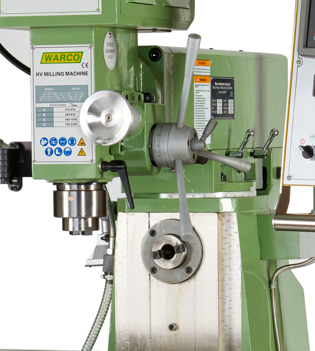 Warco HV horizontální / vertikální nástrojařská frézka, ISO 30, Invertor, strojní posuvy a DRO pro osy X, Y a Z, 950 kg