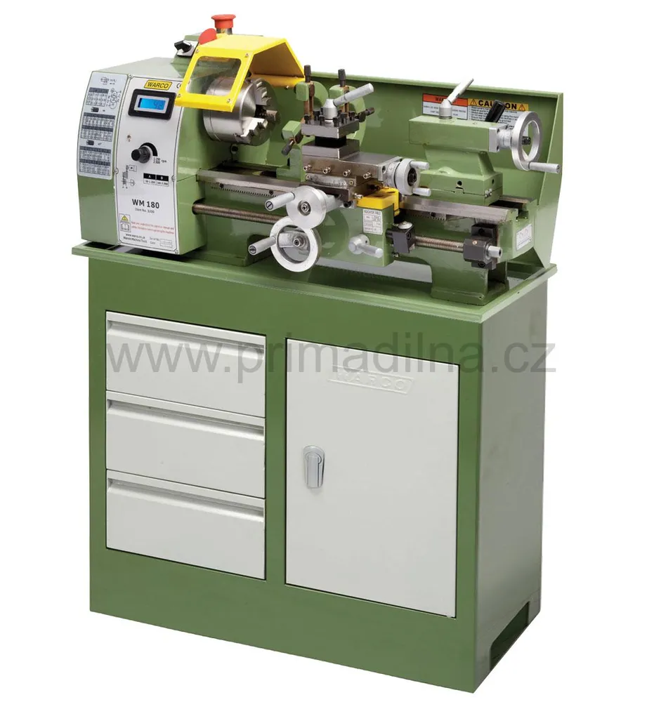 Warco WM 180, stolní soustruh na kov, variabilní otáčky + DRO (digitální odměřování) a bezkartáčový DC motor