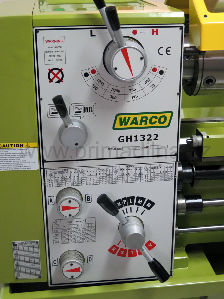 Warco GH1322 hrotový soustruh na kov s převodovkou, DRO, 230 V - 600 kg