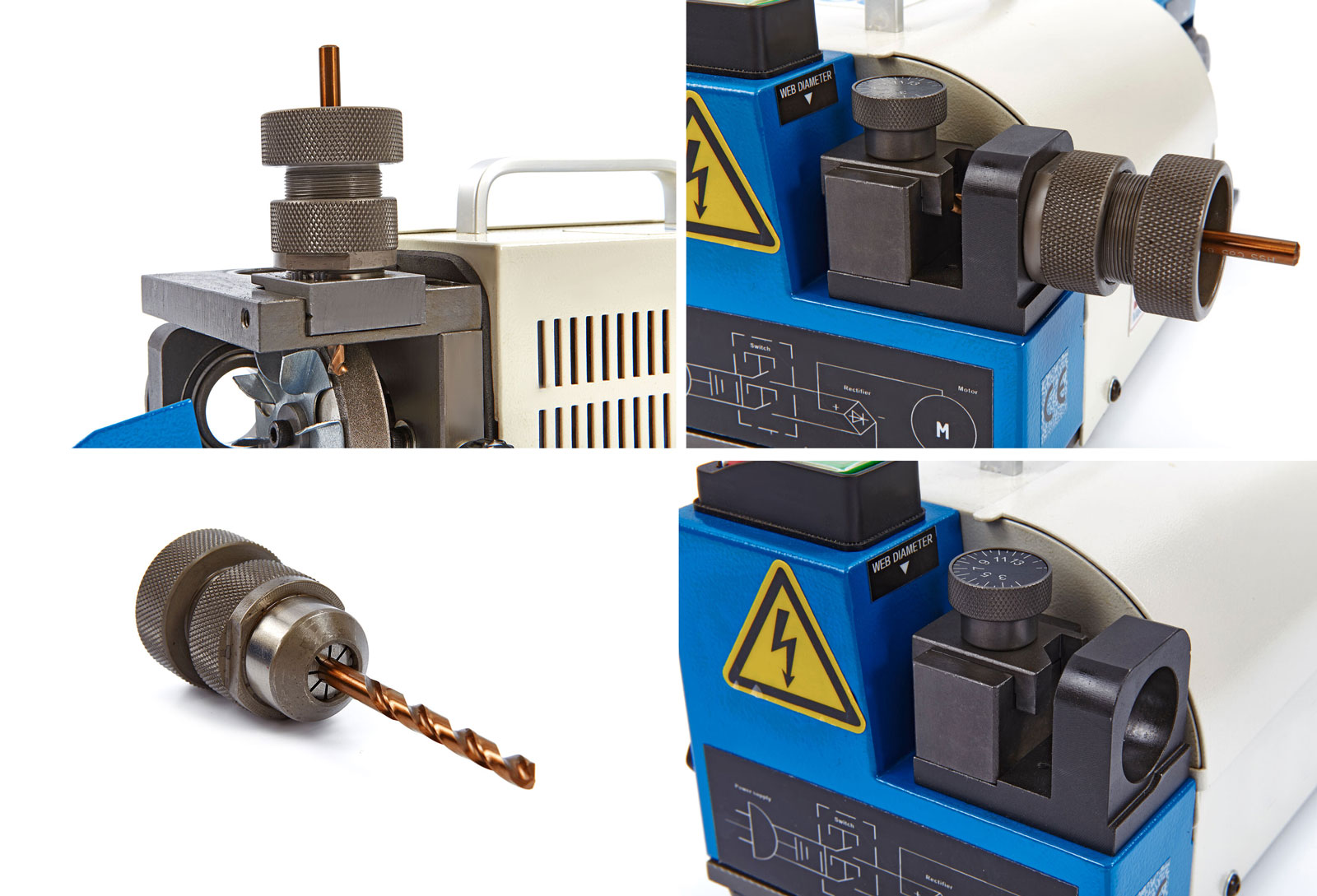 Profesionální bruska na vrtáky Model 13, do průměru až 13 mm, se sadou kleštin ER 20, 10 kg