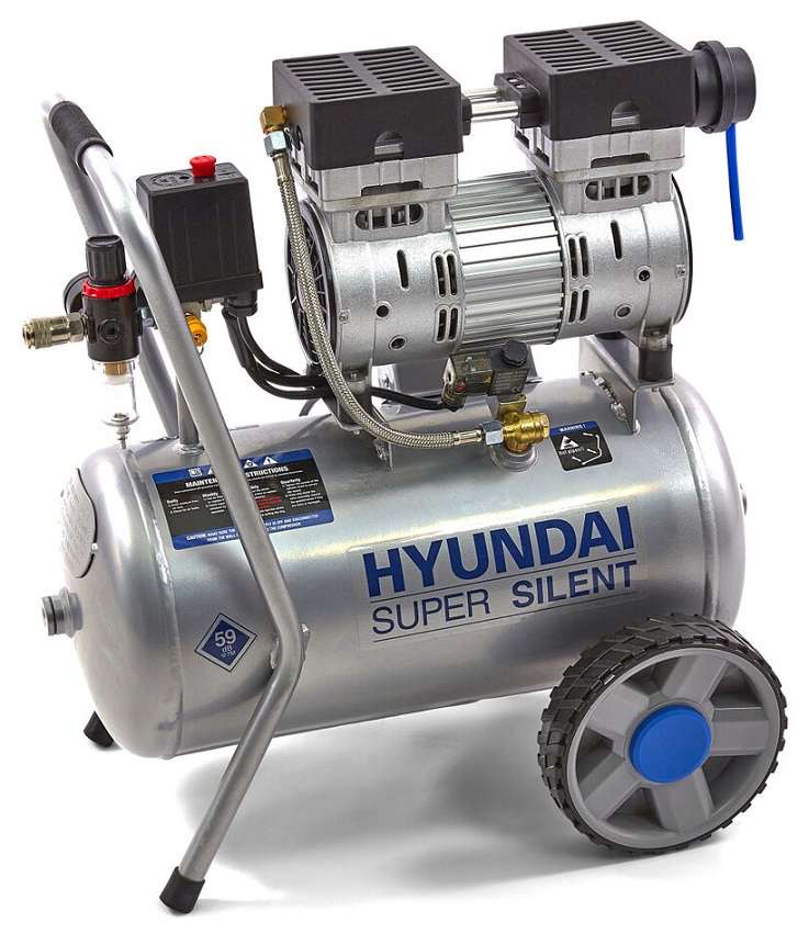 Tichý bezolejový kompresor 24 l, 2-válcový, 8 bar, 750 W, HYUNDAI