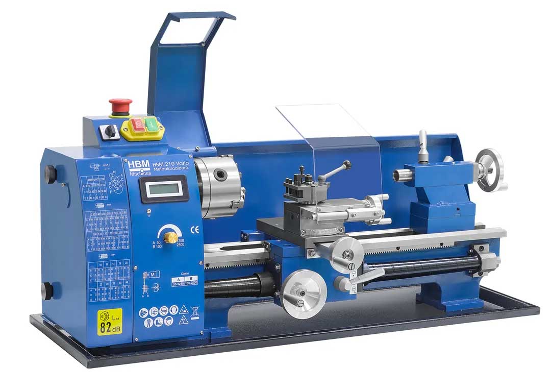 HBM 210 Vario, soustruh na kov s digitálním displejem, vario otáčkami a rychloupínačem A0 multifix, 80 kg
