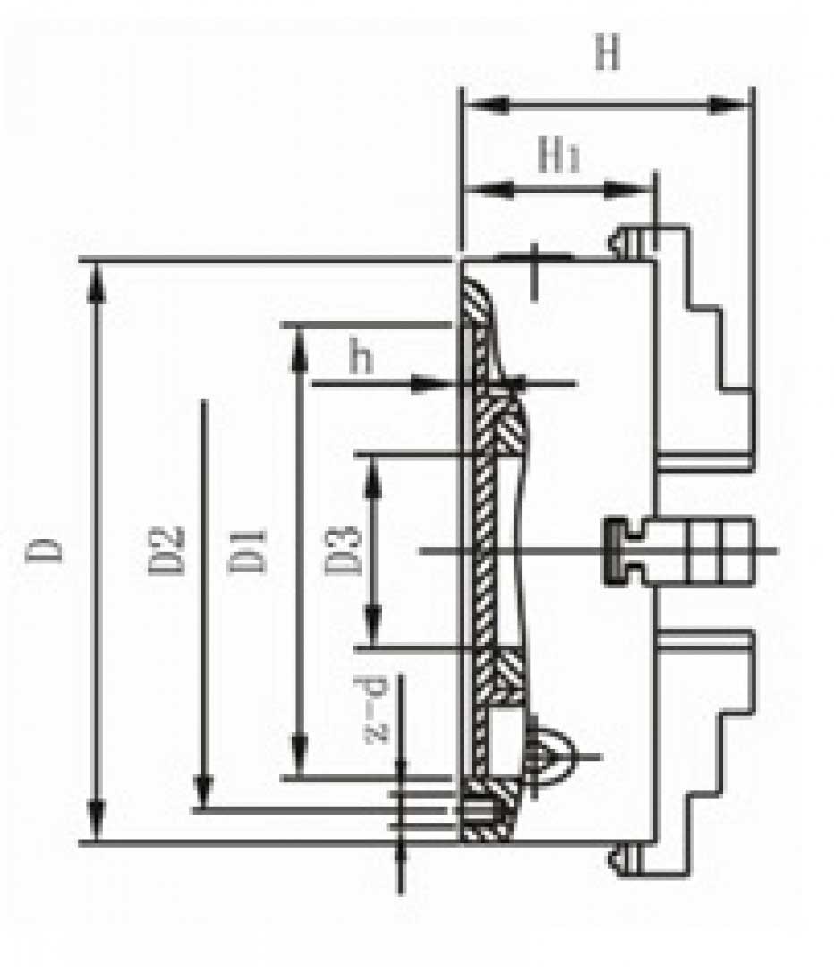 Samocentrovací soustružnické sklíčidlo 100 mm, 4 čelisti, DIN 6350