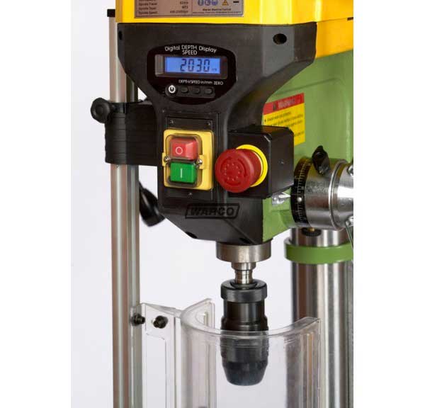 Warco 2B12V, robustní dílenská stolní vrtačka, vario otáčky, laserový ukazatel