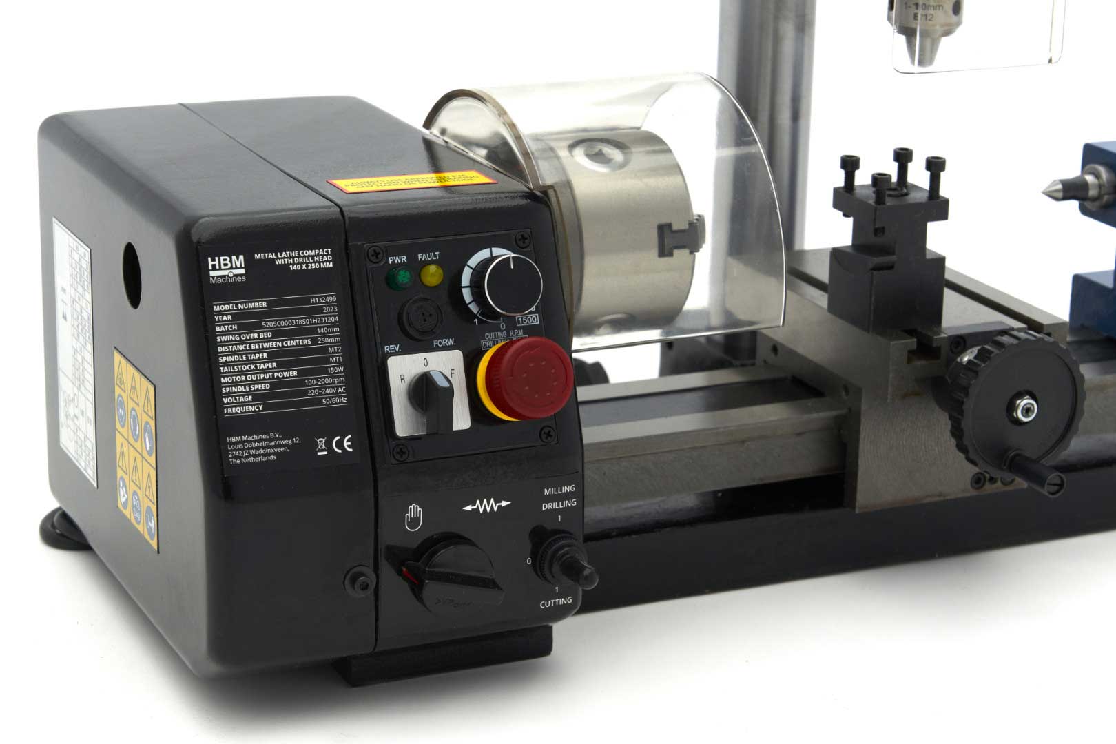 Kompaktní modelářský soustruh kombinovaný s frézovací hlavou, HBM 140 x 250 mm, 45 kg