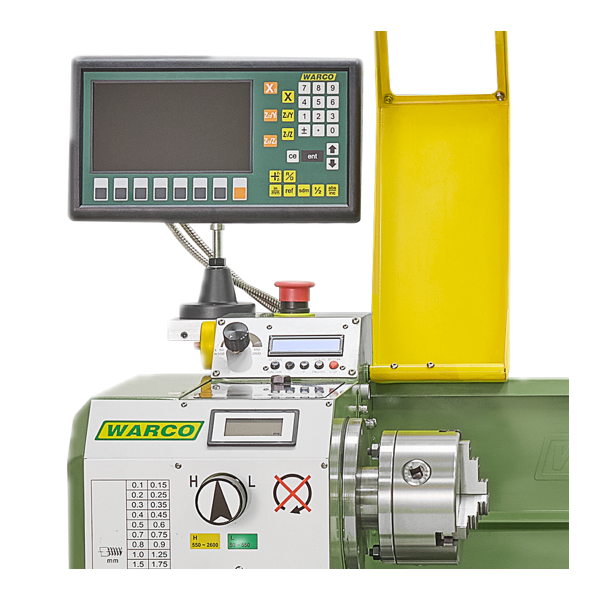 Warco D250EL, soustruh na kov s elektronicky ovládaným posuvem, variabilní otáčky, AC motor s invertorem, digitální odměřování DRO, 170 kg
