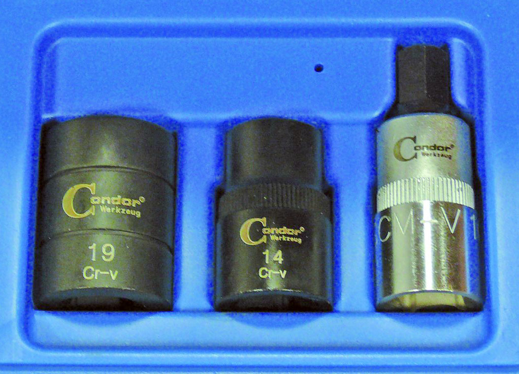 Speciální 5-hranné hlavice 1/2" na brzdové třmeny 10, 14, 19 mm - sada 3 ks, Triumf