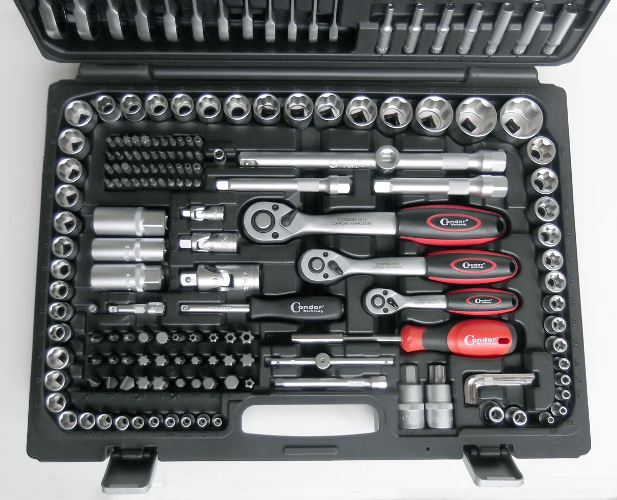 Gola sada 1/4"-3/8 -1/2" Super-Lock 4-32mm, ráčnové kl. 215 dílů, Condor Werkzeug