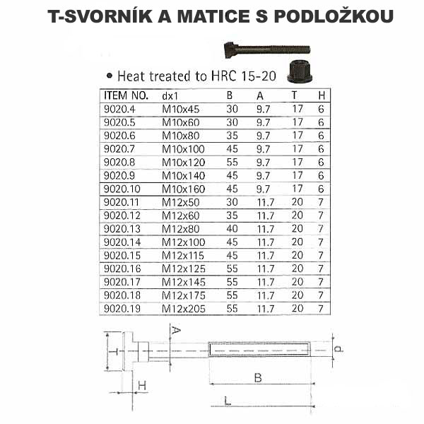 T svorník a matice s podložkou M10 x 100, Warco