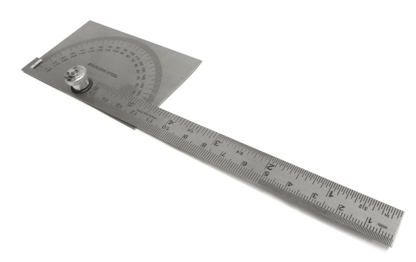 Nerezový úhloměr s pravítkem, délka 150 mm, Warco