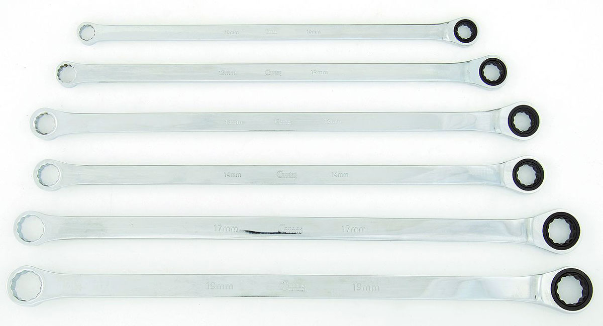 Klíče očkové ráčnové 10-19 mm, prodloužené, 6 dílů, v textilním obalu, Condor Werkzeug