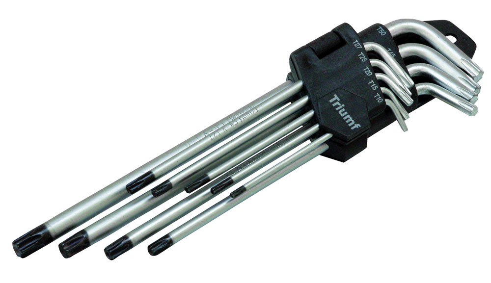 Klíče zástrčné Torx T10 - T50, vrtané, sada 9 dílů, Triumf