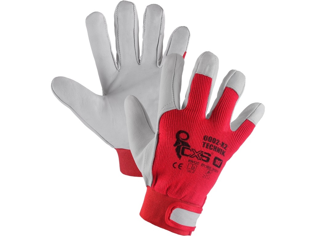 Rukavice pracovní TECHNIK, červeno-bílé, vel. 10