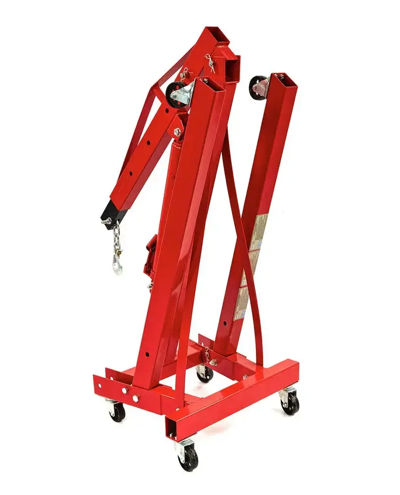 2 tunový hydraulický skládací zvedák / dílenský jeřáb / žirafa s výsuvným ramenem - na motory, stroje atd...