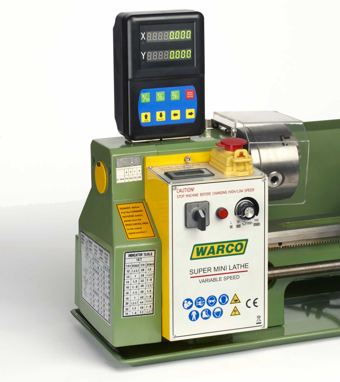 Warco Super Mini s DRO, stolní soustruh na kov, variabilní otáčky, digitální odměřování, 45 kg