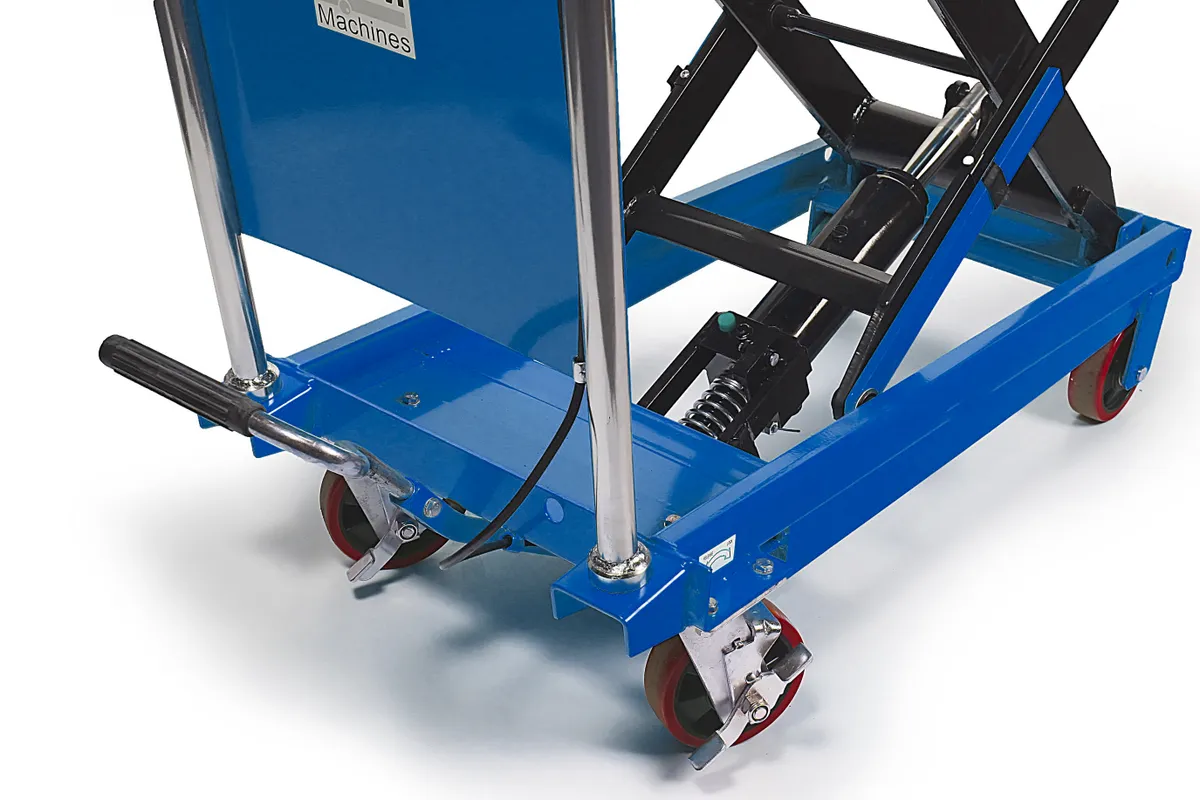 Manipulační vozík s hydraulickým stolem a vysokým zdvihem, nosnost až 350 kg, hmotnost 110 kg