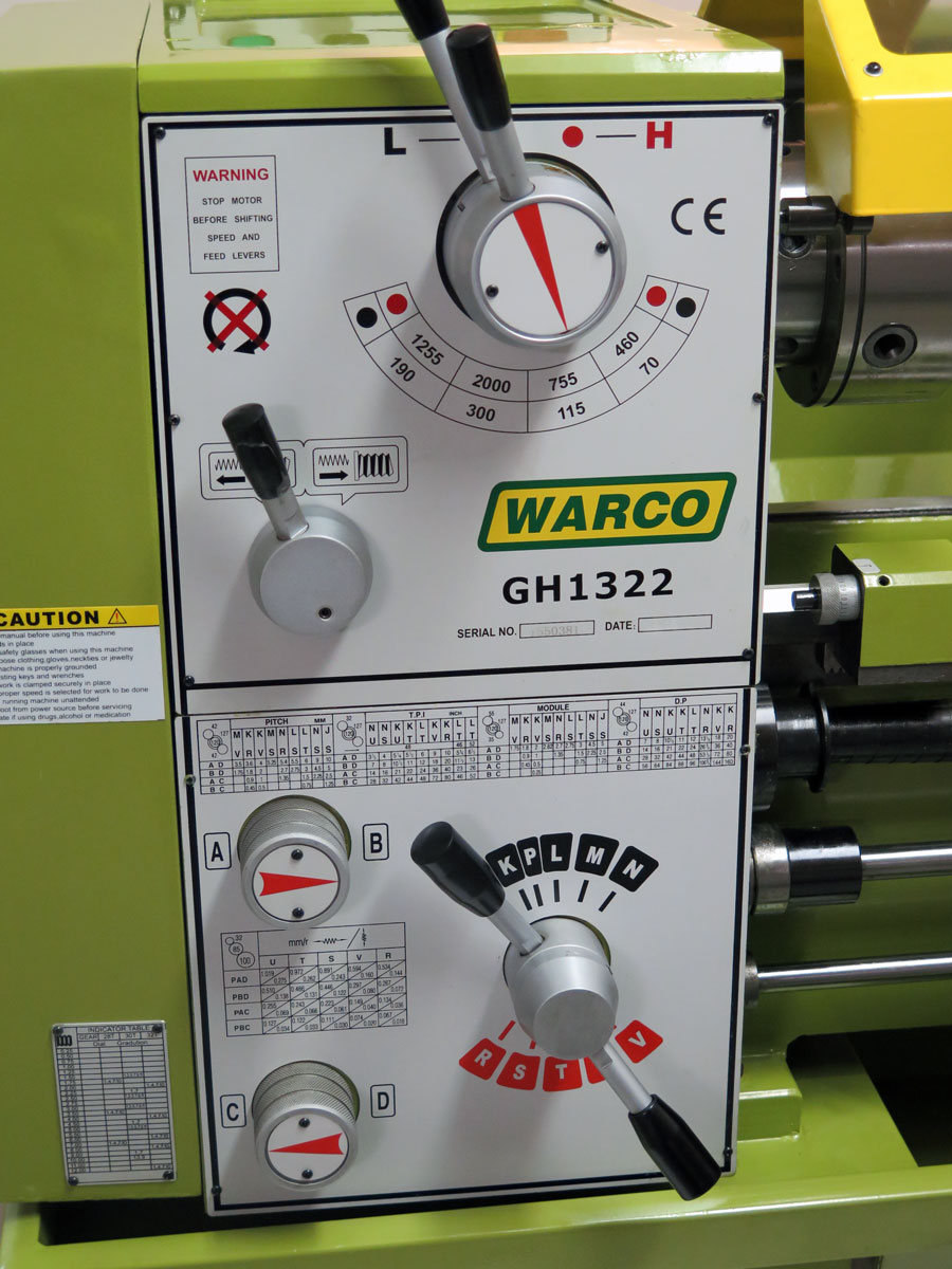 Warco GH1322, hrotový soustruh na kov s převodovkou, 400V, 600 kg