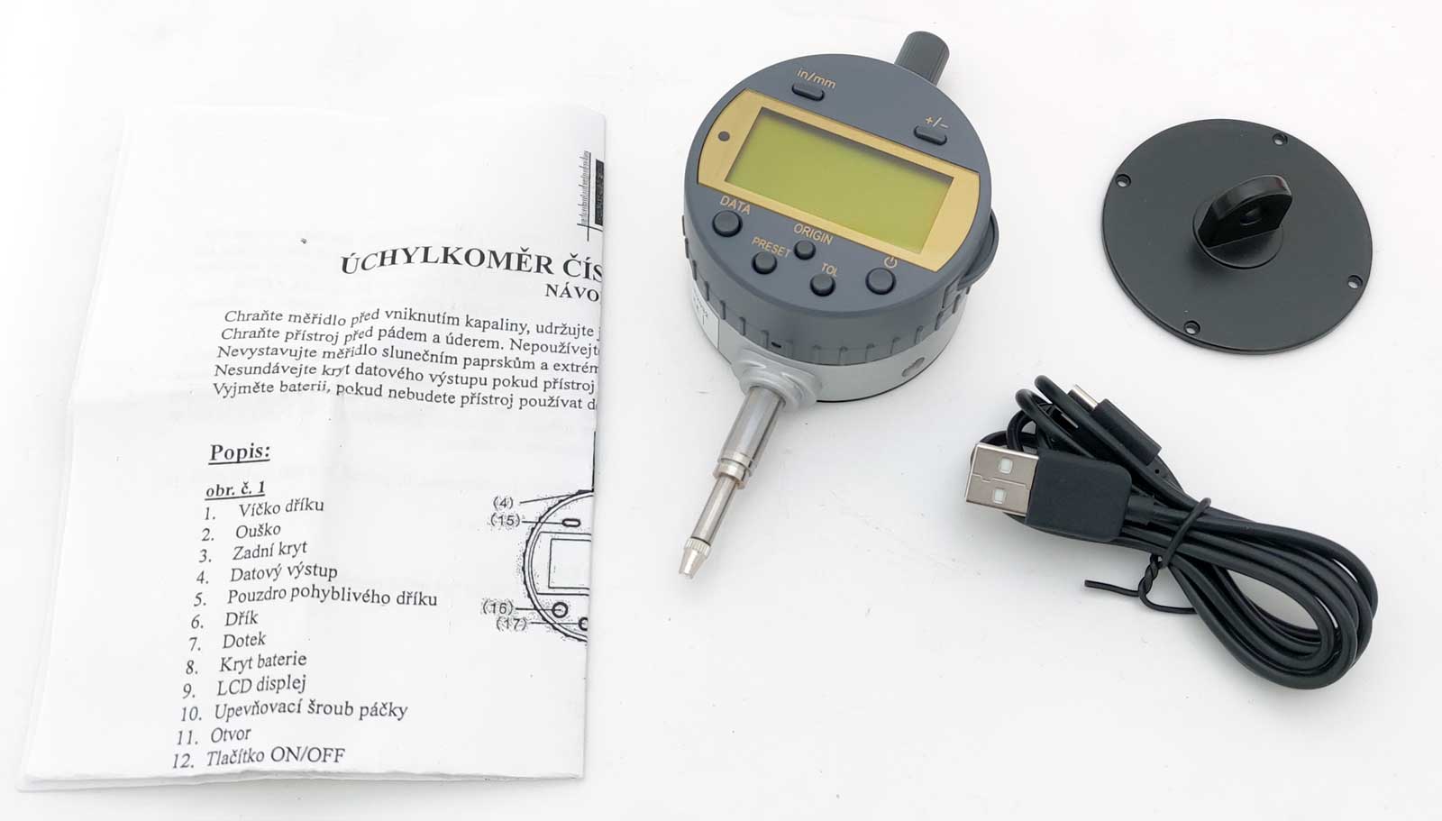Odchylkoměr / úchylkoměr digitální, BLUETOOTH, dělení - 0.001 mm - PROFI, KM