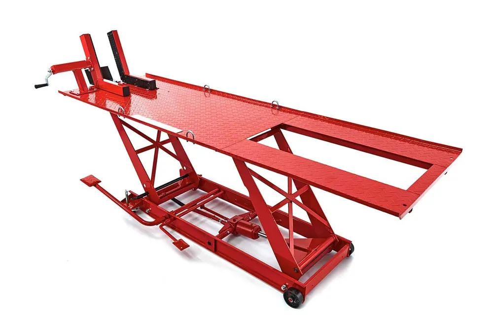Hydraulický motocyklový zvedák 300, zvednutí až 450 kg, luxusní upínací háky, hmotnost 150 kg