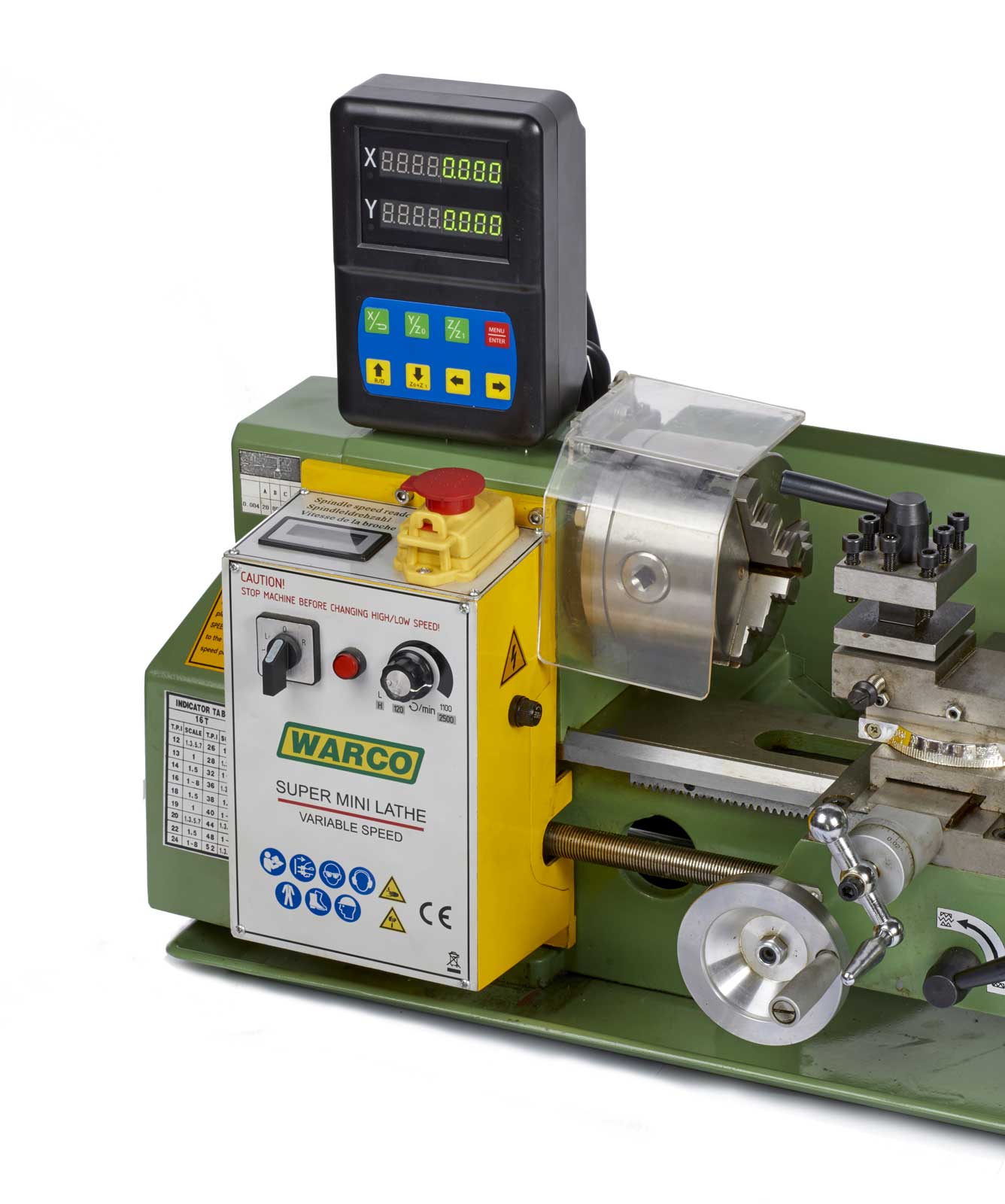 Warco Super Mini s DRO, stolní soustruh na kov, variabilní otáčky, digitální odměřování, 45 kg