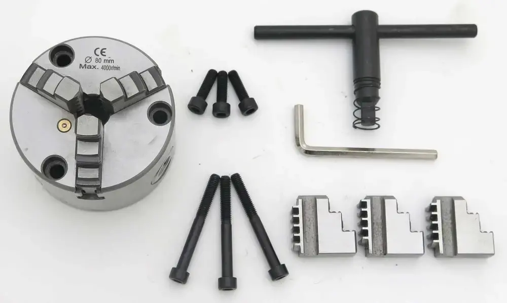 Samocentrovací soustružnické sklíčidlo K11-80 mm, 3 čelisti, DIN 6350