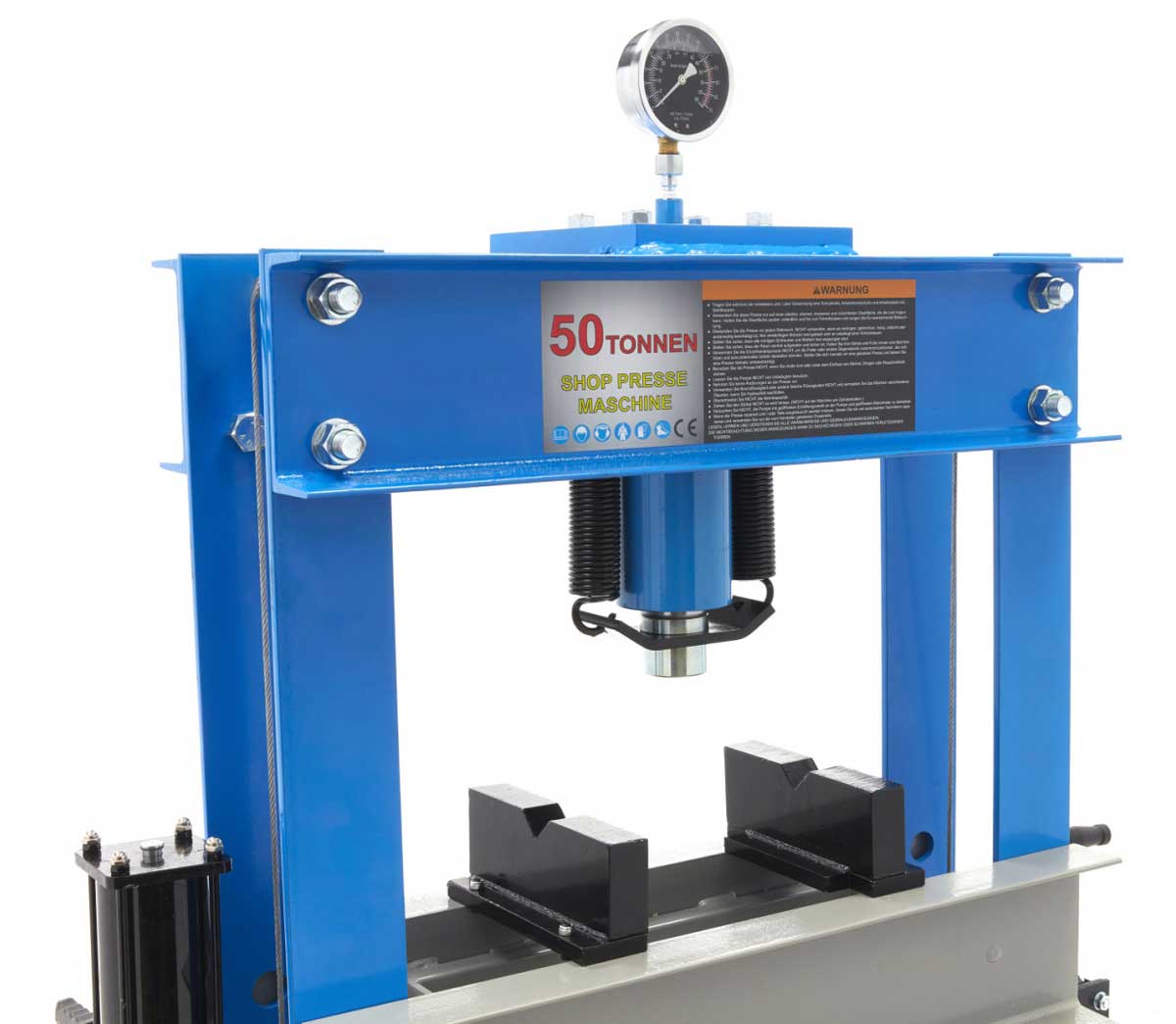 HBM 50t rámový dílenský hydraulický a pneumatický lis, 255 kg