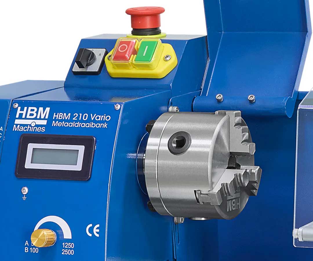 HBM 210 Vario, soustruh na kov s digitálním displejem, vario otáčkami a rychloupínačem A0 multifix, 80 kg