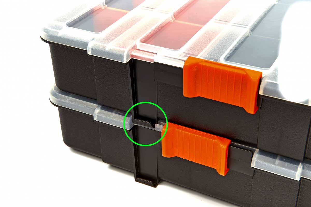 Plastové úložné boxy Tactix na nářadí a materiál 37,5 x 29 x 6,7 cm, sada 2 ks