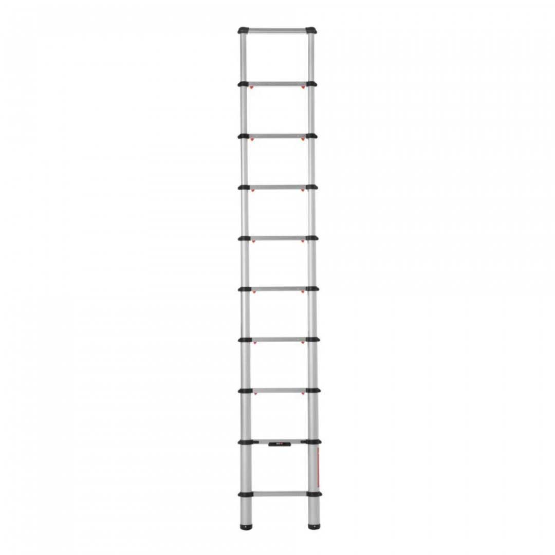 Teleskopický hliníkový žebřík, délka 3 m, pracovní výška 380 cm, max. zatížení 150 kg, 9 příček, robustní - 10 kg