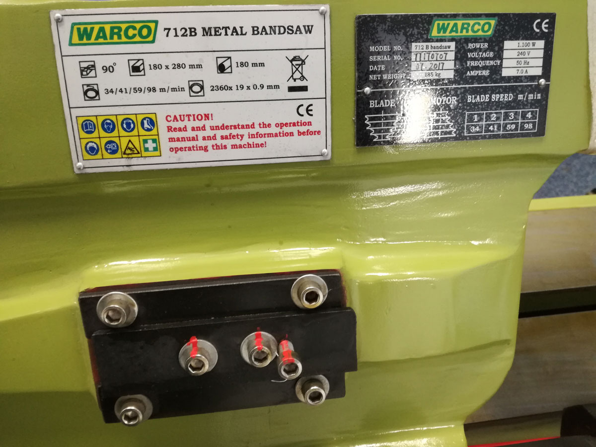 Warco 712B, profesionální pásová pila na kov
