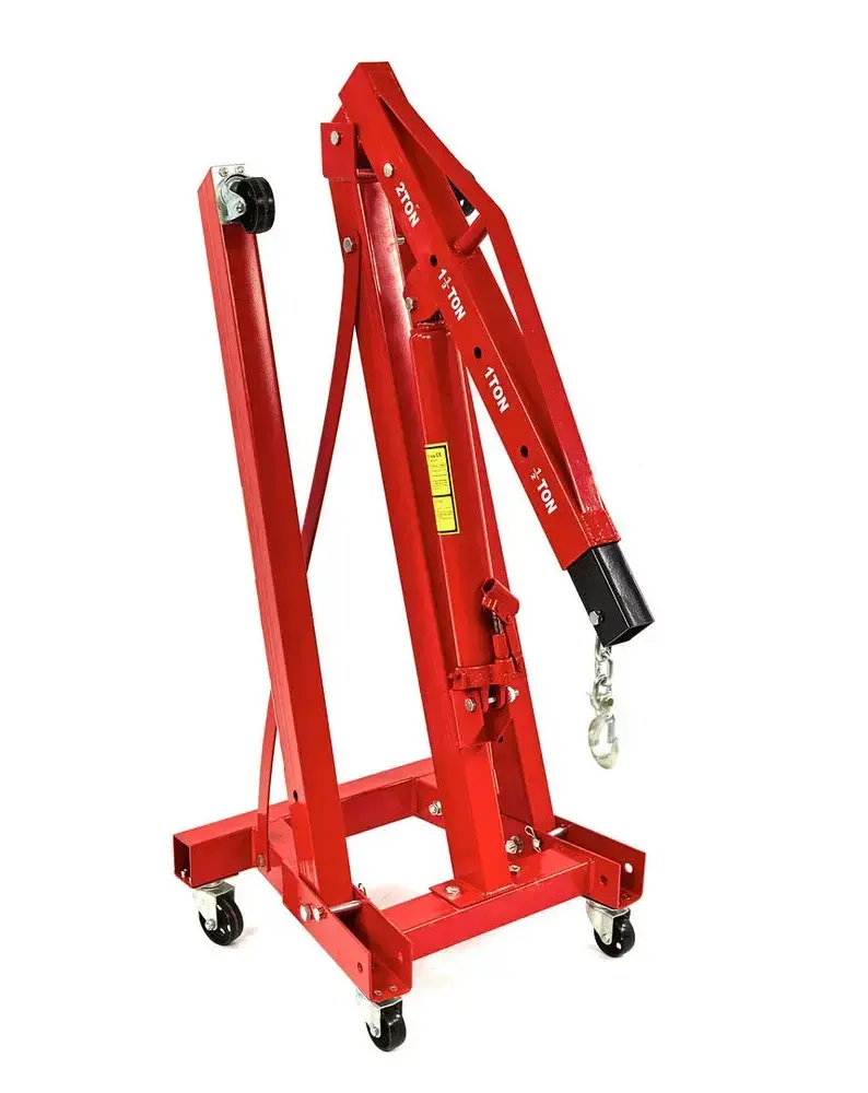 2 tunový hydraulický skládací zvedák / dílenský jeřáb / žirafa s výsuvným ramenem - na motory, stroje atd...