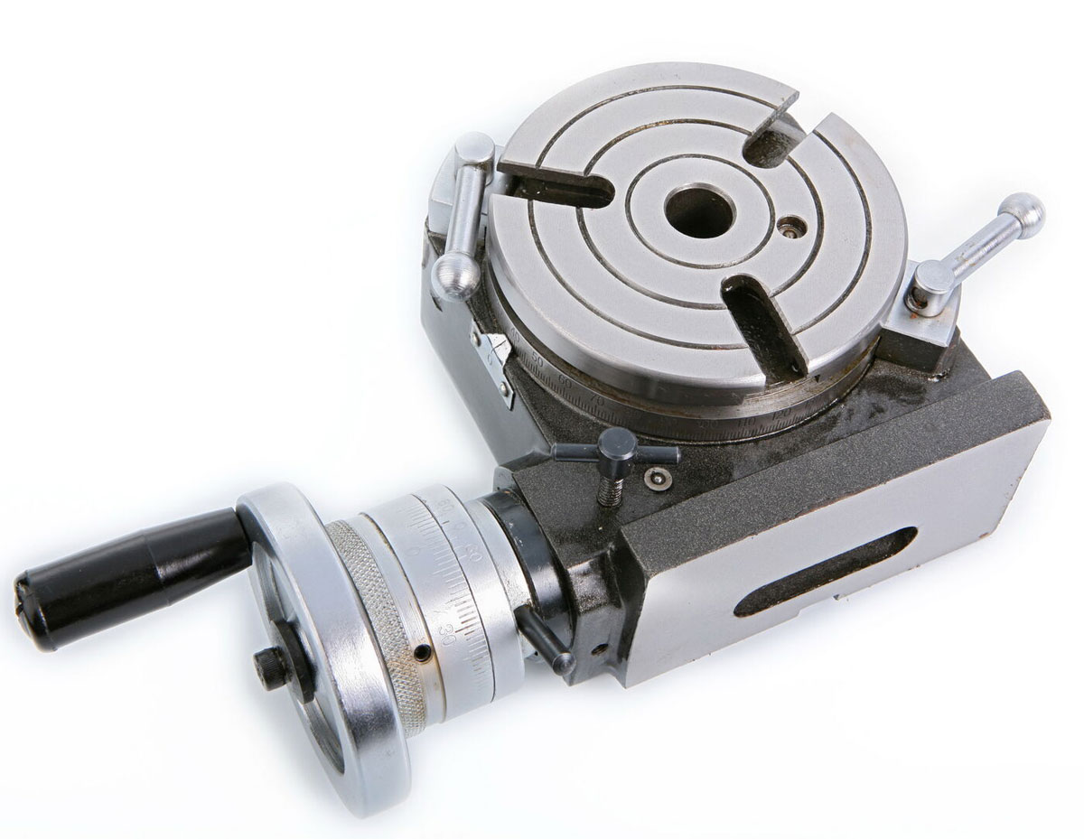 Horizontální a vertikální otočný stůl 110 mm, 3 dělicí kotoučky, koník - sada