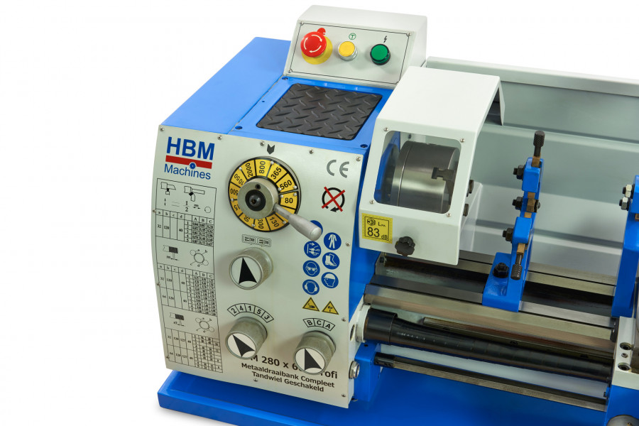 HBM 280 x 600 Profi, klasický hrotový soustruh na kov s převodovkou, 1f, 750 W, 225 kg