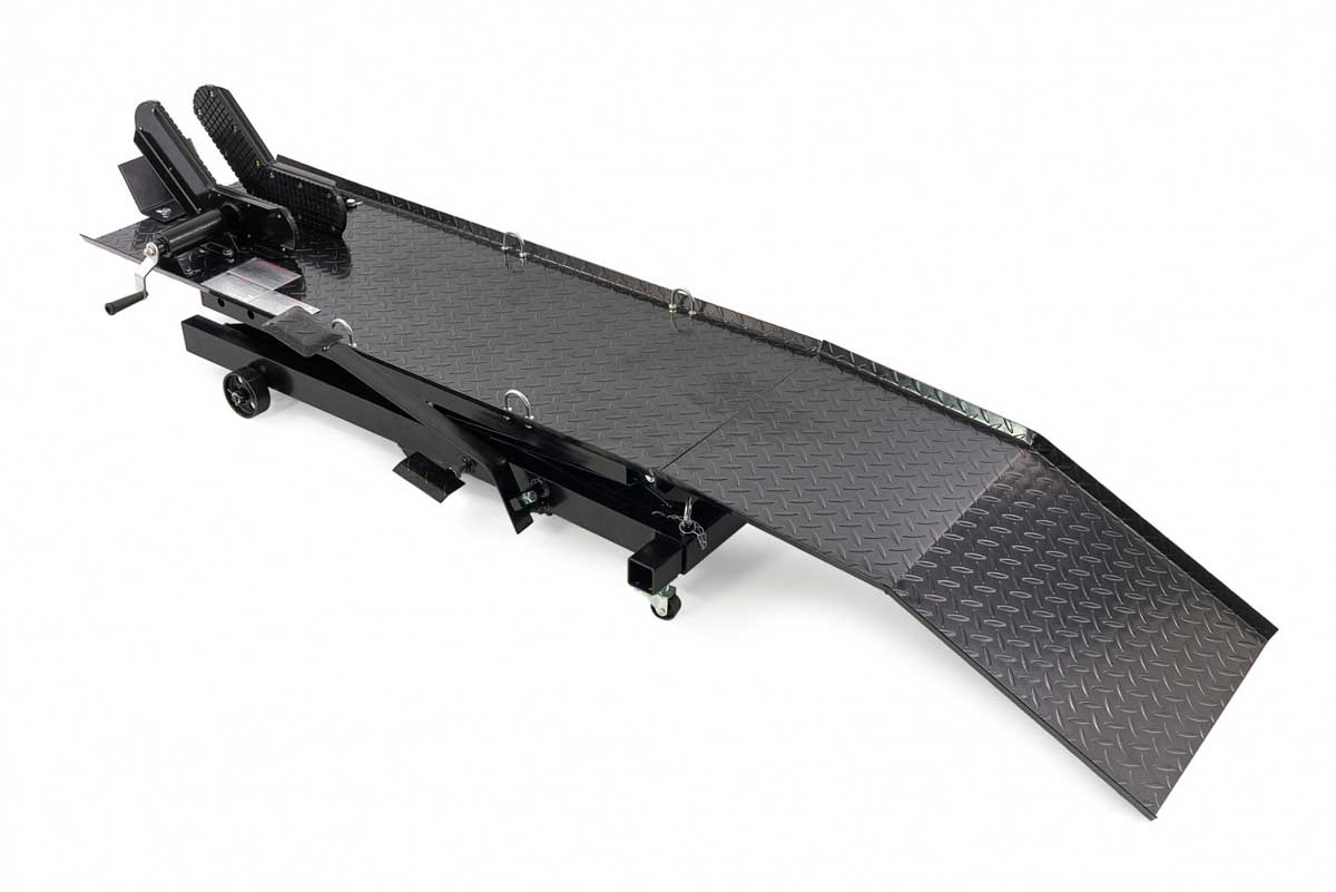 Hydraulický motocyklový zvedák 100, zvednutí až 360 kg, hmotnost 100 kg, černý