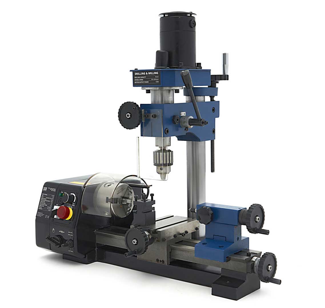 Kompaktní modelářský soustruh kombinovaný s frézovací hlavou, HBM 140 x 250 mm, 45 kg