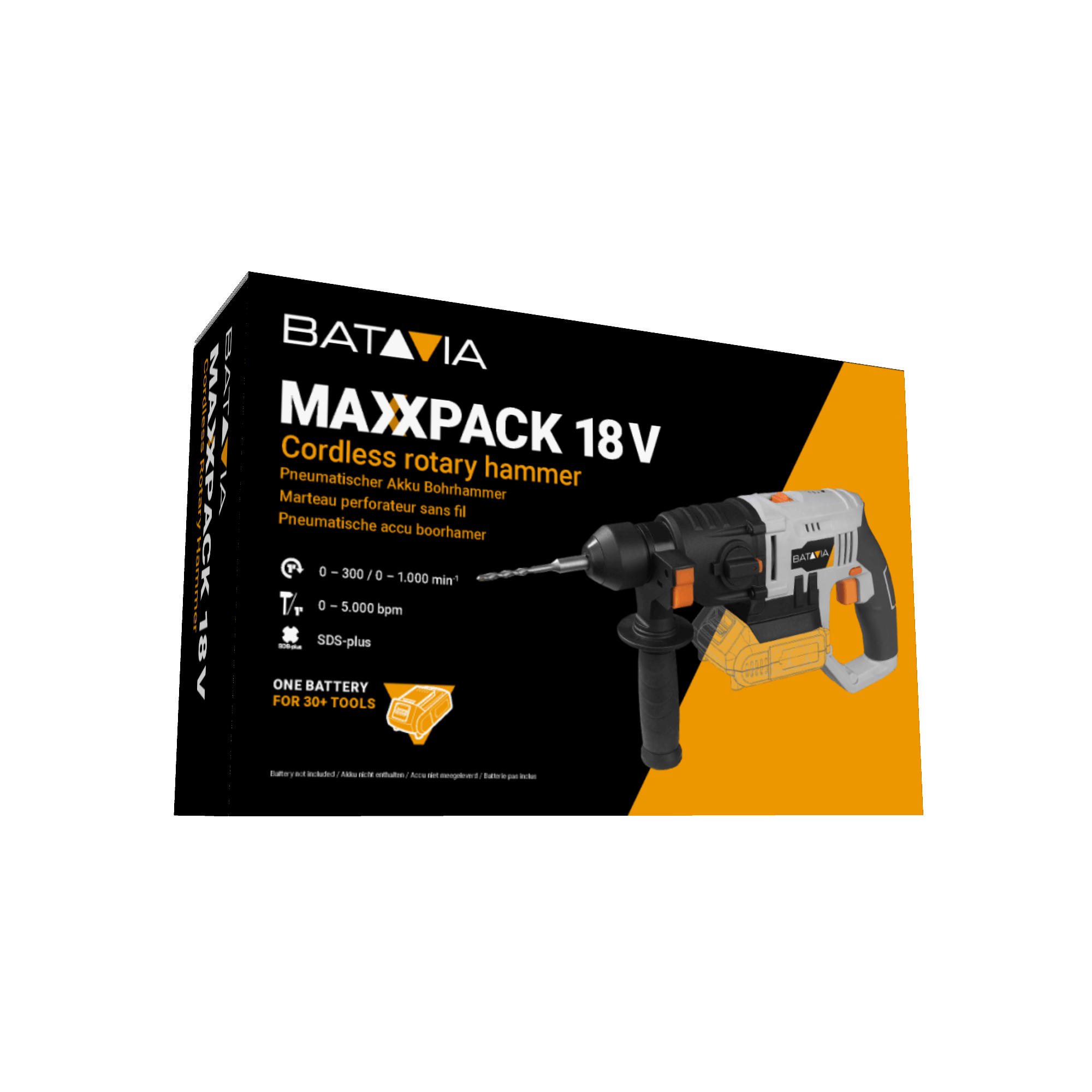 AKU bezdrátové vrtací kladivo s příklepem, SDS plus, 18V Li-Ion, 5000 příklepů za min., energie 0,8 Joule, bez baterie a nabíječky, bateriová platforma MAXXPACK BATAVIA