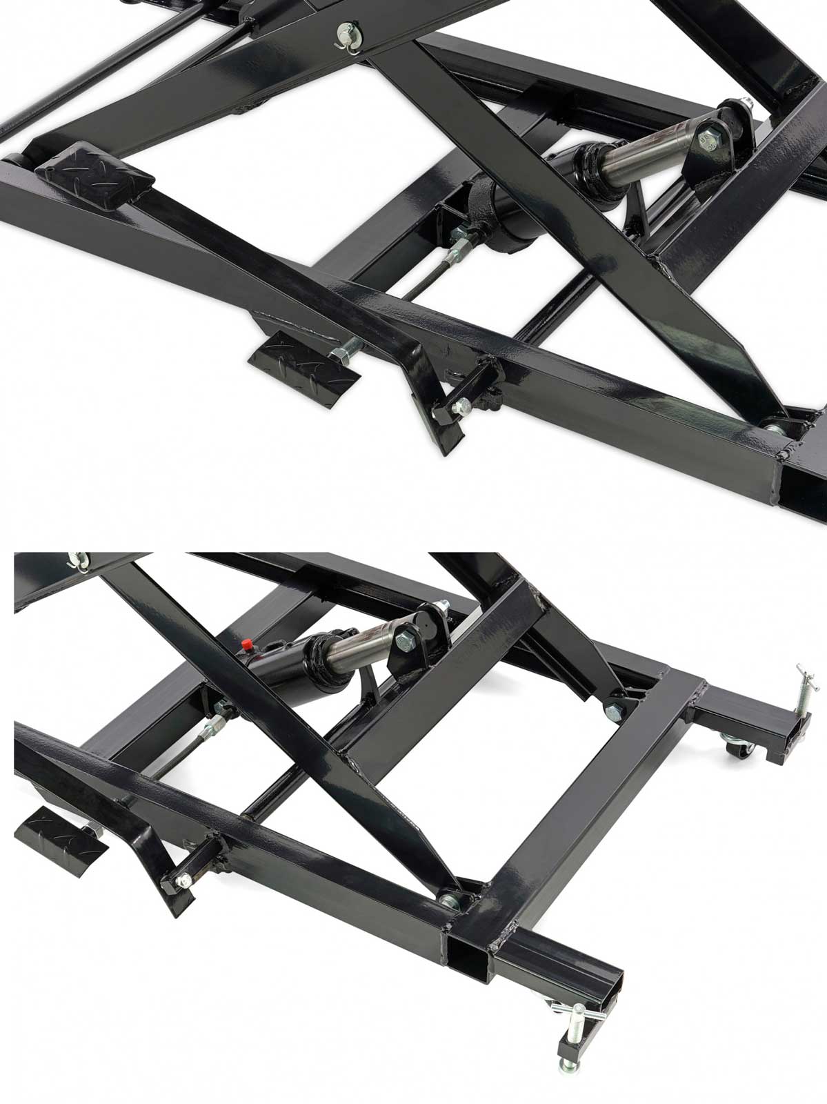 Hydraulický motocyklový zvedák 200, zvednutí až 450 kg, hmotnost 130 kg, černý