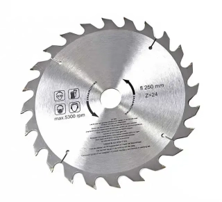 Pilový kotouč s karbidovými zuby, 250 mm, s adaptéry, jemný řez, 24 zubů