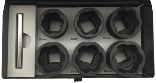 Hlavice nástrčné 3/4" k povolování poškozených matic a šroubů, 27-36 mm, sada 7 dílů, Welzh
