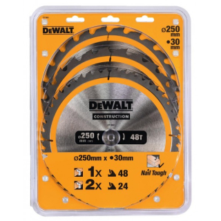 DeWALT DT1963 Sada 3 ks pilových kotoučů 250 × 30 mm