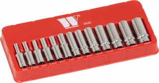 Hlavice nástrčné 1/4", 4-14 mm, 6 hran, CrV, sada 13 dílů, Welzh