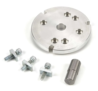 Příruba 100 mm s upínací sadou pro otočné stoly HV4, HV6, 110 mm, 150 mm, vhodné pro sklíčidlo 80 mm