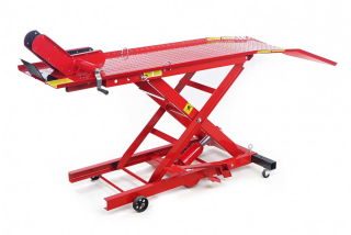 Hydraulický motocyklový zvedák 100, zvednutí až 360 kg, hmotnost 100 kg, červený