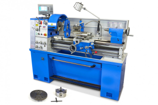 HBM 400 x 1000 LCD-DRO, profesionální hrotový soustruh na kov, vrtání osy vřetene 52 mm, 3 převodovky v oleji, 3-osé digitální odměřování, plně vybavený, motor 2.2 kW, 400 V, 900 kg