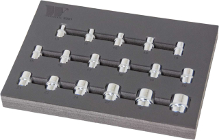 Nástrčné hlavice 1/2", 6 hran, 10 - 32 mm, CrV, sada 17 dílů, pěnový box, Welzh