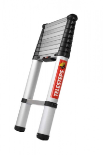 Teleskopický hliníkový žebřík, délka 3 m, pracovní výška 380 cm, max. zatížení 150 kg, 9 příček, robustní - 10 kg