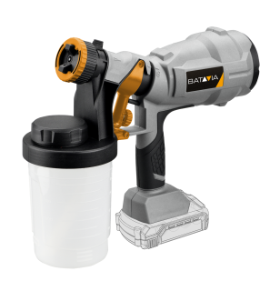 Aku bezdrátová, malířská stříkací pistole, 18V Li-Ion, průtok 750ml./min., kapacita 900ml., 60 DIN-s, bez baterie a nabíječky, bateriová platforma MAXXPACK BATAVIA