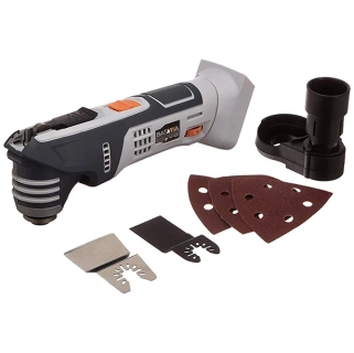 Aku bezdrátové oscilační, multifunkční zařízení Multitool, univerzální nástroj do dílny, 18V Li-Ion, bez baterie a nabíječky, bateriová platforma BATAVIA MAXXPACK