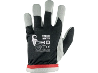 Zimní pracovní rukavice, TECHNIK WINTER, černo-bílé, vel. 08