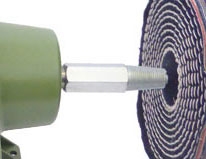 Prodloužená osa se závitem pro prošívaný leštící mop pro 6" stolní brusku, Warco